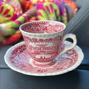 Mason's Red and White Teacup and Saucer